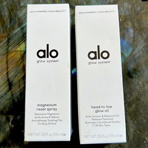 Alo glow system head to toe glow oil and magnesium reset spray combo